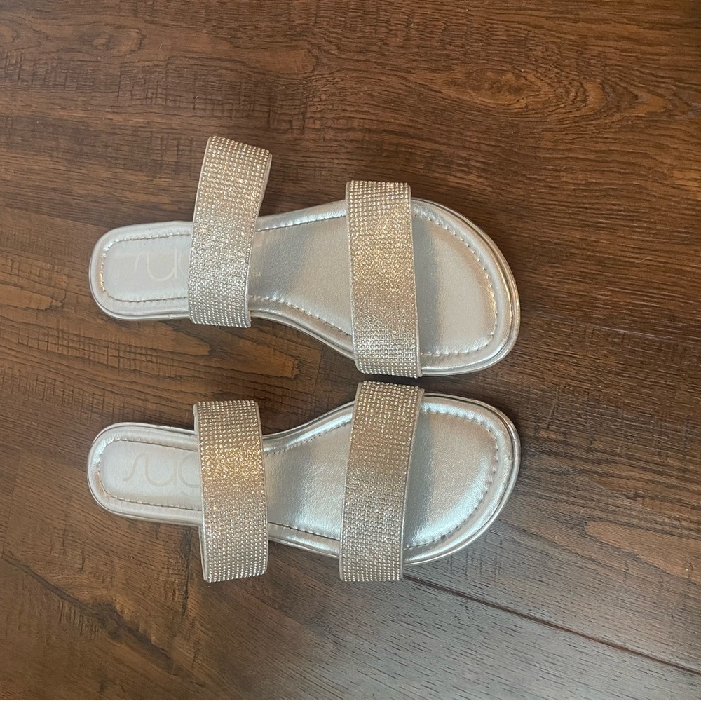 Sugar Silver Sandals Sparkly Double Strap